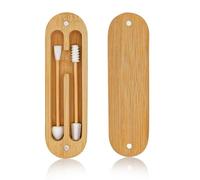 Eco Essentials Reusable Ear Buds for Cleaning Ears & Applying Make-up, Inc Magnetic Bamboo Travel Case - Easy to Wash, Eco-Friendly & 100% Recyclable - Made with Premium Grade Silicone
