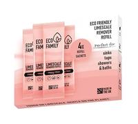 Eco Family Limescale Remover Refill Powder - Made in UK (4x10g Sachets - Makes 4x500ml) | Eco-Friendly Descaler Bathroom Cleaning Spray | 70% Bio-Based, Plastic-Free (Happy Haze Scent)