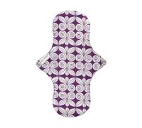 Eco Femme Day Pad Plus, Organic Cotton Flannel, Heavy Flow, Washable Cloth Pad with Wings, Purple Pattern