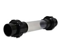 eco-filtration 43mm/1.5” in-Line Demountable Coupling Sight Glass Connector - Durable PVC Fitting for 43mm Solvent Weld Pipe - Transparent Sight Glass for Filtration Chambers