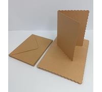 Eco-Friendly 10 Pack 5" x 7" Scalloped Blank Greeting Cards & Envelopes | 100% Recycled Card Blanks for Crafts & Invitations