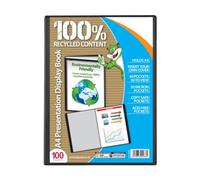 Eco-Friendly A4 Presentation Display Book 100% Recycled Content 100 Pockets Holds A4 100 Pockets 200 to View 50 Micron Pockets Includes Display Box Copy Safe Pockets Acid Free Pockets