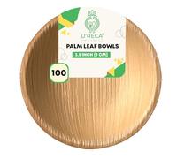 Eco-Friendly Areca Palm Leaf Mini Round Bowls | 3.5" - Pack of 100 | Great for Serving Spices, Chutneys & Dips | Sturdy, Leakproof, Compostable