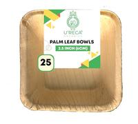 Eco-Friendly Areca Palm Leaf Tiny Square Bowls | 2.5" - Pack of 25 | Best for Sample Tastings, Nuts & Small Portions | Sustainable, Durable, Leakproof