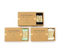Eco-Friendly Bamboo Cotton Buds (600 Pack) - Biodegradable, Plastic-Free Ear Swabs, Multi-Purpose for Ear Cleaning, Makeup & Baby Care - Rounded Tips (White/Black/Green)
