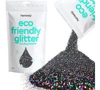 Eco Friendly Biodegradable Glitter | Black Holographic - Fine 100g, Plant Based, Biodegradable Glitter for Craft, Face, Hair, Nail, Body and Festival - Hemway