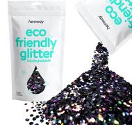 Eco Friendly Biodegradable Glitter | Black Holographic - Super Chunky 100g, Plant Based, Biodegradable Glitter for Craft, Face, Hair, Nail, Body and Festival - Hemway