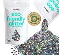 Eco Friendly Biodegradable Glitter | Gun Metal Grey Holographic - Super Chunky 100g, Plant Based, Biodegradable Glitter for Craft, Face, Hair, Nail, Body and Festival - Hemway
