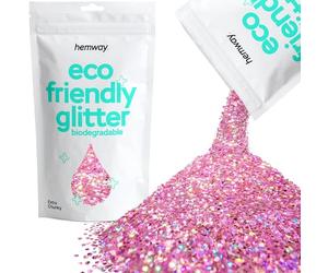 Eco Friendly Biodegradable Glitter | Pink Holographic - Extra Chunky 100g, Plant Based, Biodegradable Glitter for Craft, Face, Hair, Nail, Body and Festival - Hemway