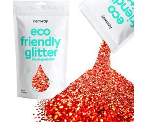Eco Friendly Biodegradable Glitter | Red Holographic - Extra Chunky 100g, Plant Based, Biodegradable Glitter for Craft, Face, Hair, Nail, Body and Festival - Hemway