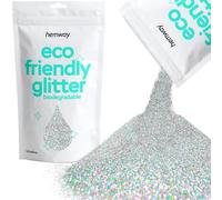 Eco Friendly Biodegradable Glitter | Silver Holographic - Ultrafine 100g, Plant Based, Biodegradable Glitter for Craft, Face, Hair, Nail, Body and Festival - Hemway