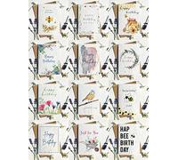 Eco-friendly biodegradable seed paper plantable birthday card traditional HONEY POT BEE HAPPY BIRTHDAY (Pack of 12 multi design)