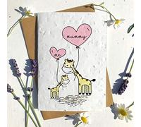 Eco-Friendly Biodegradable Seed Paper plantable Mothers Day Card Traditional Mothers Cute Giraffes (Single Card)