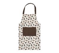 Penguin Home Apron,Chef Quality, Thokka Print,Colour - Grey,Brown & Mustard,Plain woven contrast color pocket,Recycled cotton, Eco Friendly & Sustainable, Adjustable Neck Strap, Size - 70x80 cm