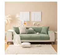 Eco-Friendly Chenille Sofa Cover Non-Slip Couch Protector for 1/2/3/4 Seater L-Shape Sofa Pet-Friendly Solid Textured Slipcover for Living Room (Green 70x180cm)