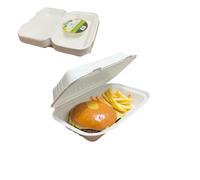 Eco-Friendly Clamshell Takeaway Boxes, 9x6 inch, 32oz / 900ml, Made from Natural Sugarcane Pulp, Disposable Takeaway Container, Home Compostable Biodegradable, Sugarcane bagasse (100)
