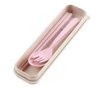 Eco-friendly Cutlery Set 3Pcs Portable Tableware Set Eco-Friendly Chopsticks Spoon Fork Plastic Cutlery with Box for Students Office Workers Plastic Chopsticks Spoon Fork