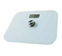 Eco Friendly Digital LCD Bathroom Scales - Battery Free Kinetic White Sleek Tempered Glass High Precision Scales - Push to Power, 150kg Max Capacity, Displays Weight in Stone/Lbs/Oz or Kilos/Grams