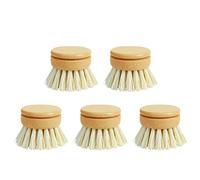 Eco-Friendly Dish Brush Replacement Heads - 5 Pieces Natural Sisal Hemp and Beech Wood Scrubbing Brushes 1