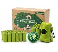 Eco Friendly Dog Poo 540 Bags Unscented with Dispenser, Strong 100% Leak-Proof Biodegradable Dog Waste Bags, 36 Rolls of 15 Large Green Bags, Refill Rolls