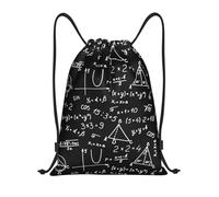 Eco Friendly Drawstring Bag Algebra Geometry Abstract Math Pattern, Daily Sport Gym Sack, Premium Cinch Sack, for Activities Women 36X42cm