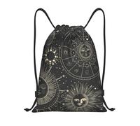 Eco Friendly Drawstring Bag Twelve Constellations Sun Mystical, Personalised Sports Backpack, Daily String Sackpack, for Children Shopping 36X42cm