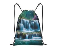 Eco Friendly Drawstring Bag Waterfall river Swim String Backpack Personalised Gym Backpack for Travel School Kids 36X42cm