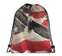 Eco Friendly Drawstring Bag We The People Soaring American Bald Eagle Sports Backpack Premium Swim Bags For Yoga School Hiking 36X42Cm