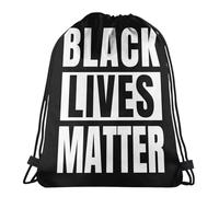 Eco Friendly Drawstring Sport Bag Black Lives Matter Swimming Backpack Personalised Cinch Sack For Girls Teenager Hiking 36X42Cm