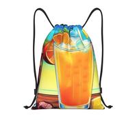 Eco Friendly Drawstring Sport Bag Happy Hour, Premium Swimming Backpack, Daily String Sackpack, for Adults Holidays 36X42cm