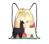 Eco Friendly Drawstring Swimming Bag Alpacas In Love In The Mountains Trainer Bags Personalised School Bags For School Women Activities 36X42Cm