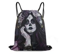 Eco Friendly Drawstring Swimming Bag Day of The Dead Skull With Time Swim Bags Foldable Sport Gym Sack for Men Hiking Kids 36X42cm