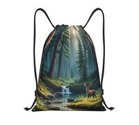 Eco Friendly Drawstring Swimming Bag Wilderness Whispers Print String Sackpack Personalised Sport Gym Sack for Adults Teenager School 36X42cm