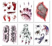 Eco-Friendly Halloween Makeup Tattoo Stickers Party Props Scary Scar Tattoo Face Stickers 150×105mm A154