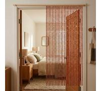 Eco-friendly Handmade Wooden Beaded Curtain, Insect Barrier Space Separation Reusable Easy Installation for Closet Patio Door Kitchen Living Room, Air Circulation(Teak,110x180cm)