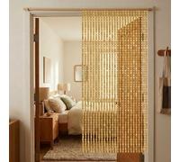 Eco-friendly Handmade Wooden Beaded Curtain, Insect Barrier Space Separation Reusable Easy Installation for Closet Patio Door Kitchen Living Room, Air Circulation(Original Wood,90x200cm)
