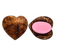 Eco-friendly Heart Design 2pcs Coconut Shell Soap Tray Dish Holder For Kitchen or Bathroom. Handmade Soap Dispenser for Hotel/Restaurant Washrooms.