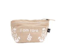 Eco-Friendly Hop Hare Pouch with Affirmation Quotes - Natural Jute Pouches for Makeup, Jewellery, and Keepsakes - Biodegradable and Sustainable Bags (I am Rare)