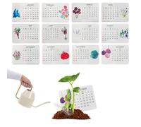 Eco-Friendly Illustration Calendar 2026, 12 Months Growable Paper Desk Calendar, Biodegradable Recycled Paper for Gardening Gifts