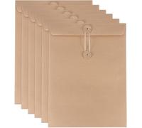 Eco-Friendly Kraft Paper A4 File Folder with String Closure - Brown Filing Envelope for Projects, Documents & Reports - Durable Recycled Document Holder (6 Pcs)