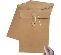 Eco-Friendly Kraft Paper A4 File Folder with String Closure - Brown Filing Envelope for Projects, Documents & Reports - Durable Recycled Document Holder (10 Pcs)