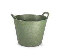 Eco Friendly Large Round Flexi Tub Versatile Multi Purpose Flexible Rubber Storage Container Bucket (Made from 100% Recycled Plastic + Aluminium) (Dark Green, 42 Litre)