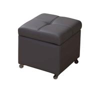 Eco Friendly Leather Pouf Ottoman with Rolling Footol for Living Room & Bedroom Dark Grey 32cm 12.6in Comfortable & Slish Seat Cube