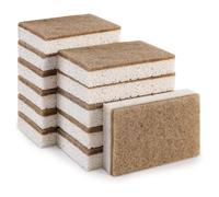 Eco-Friendly Natural Sponges for Dishes 12 Pack - Biodegradable Kitchen Sponge with Compostable Coconut Scrubber