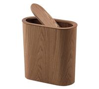 Eco-Friendly Natural Wooden Small Trash Can with LidRustic Narrow Waste Basket for Bathroom Kitchen OfficeStylish Recycling Bin Dustbin for Sustainable Living