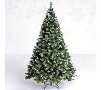 Eco-friendly PVC Pine Xmas Tree Holiday Decor,Luxurious Snow Flocked Christmas Tree,Premium Hinged Artificial Christmas Tree With Pine Cones-Green 240cm/8ft