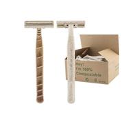 Eco-Friendly Razor | Disposable | Recycled Material | Men & Women Shaving Razor | Twin Blade | Biodegradable Wheat Straw, 100 Count (Pack of 1)