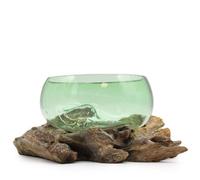 Eco-Friendly Recycled Bottle Bowl On Wooden Base