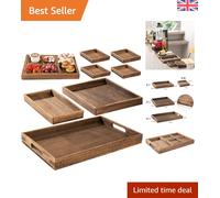 Eco-Friendly Rustic Wooden Serving Trays - 7 Piece Set for Stylish Entertaining