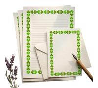 Eco-Friendly Shamrock Writing Paper and Envelopes Set - A5 Recycled Letter Writing Stationery - Lined or Plain Sheets - FSC Certified, Made in UK - St. Patrick’s Day & Botanical Gift